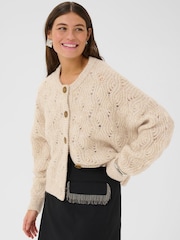 CULTURE Cream Kimmy Long Sleeve Knit Cardigan - Image 1 of 6