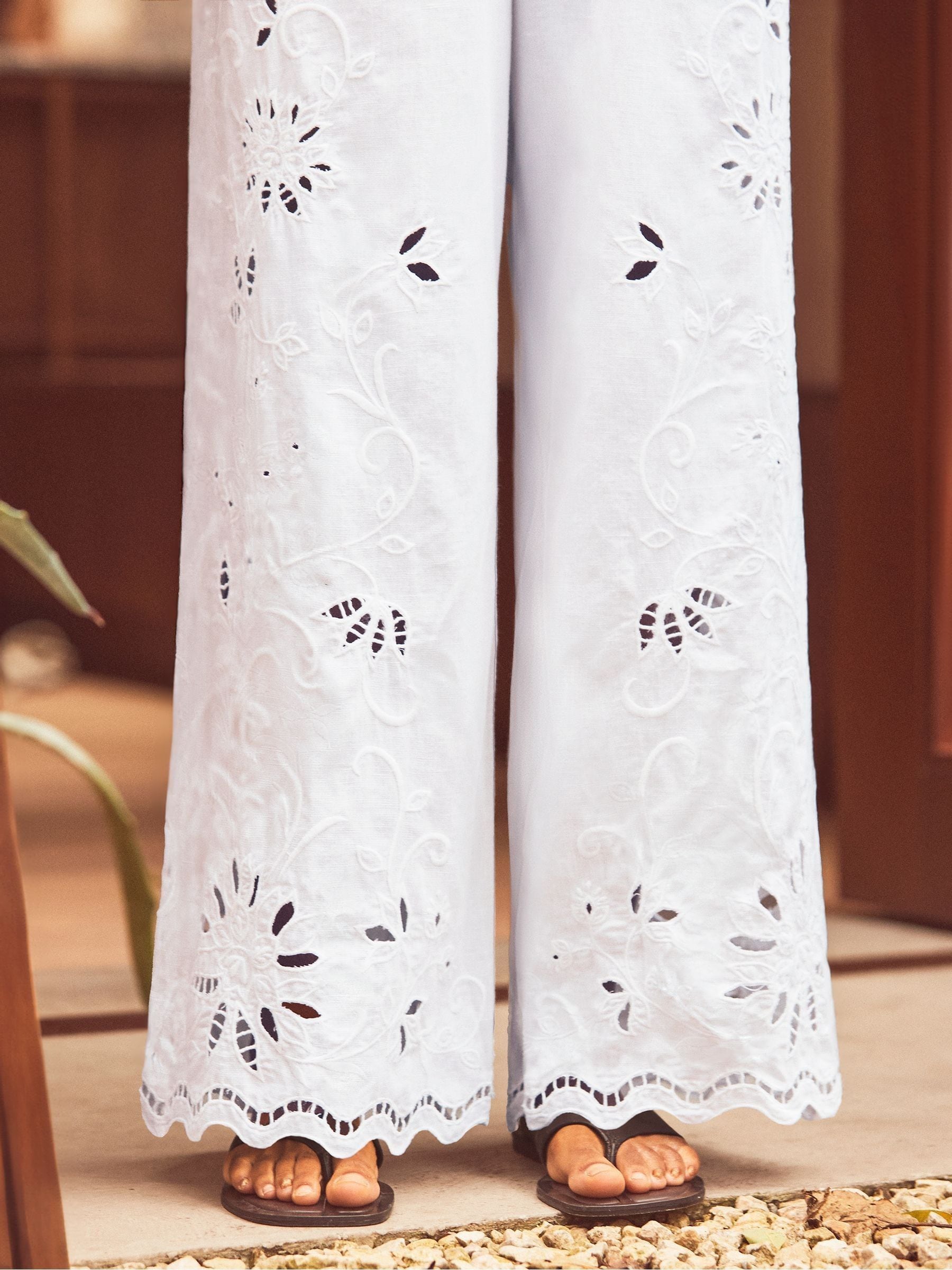 Buy Ro&Zo White Cutwork Broderie Trousers from Next USA