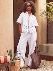 Ro&Zo White Petite Cutwork Broderie Trousers - Image 1 of 5