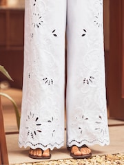Ro&Zo White Petite Cutwork Broderie Trousers - Image 3 of 5