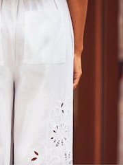 Ro&Zo White Petite Cutwork Broderie Trousers - Image 4 of 5