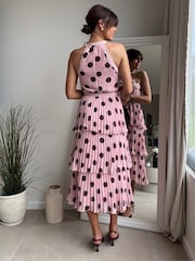 Style Cheat Pink Spot Tiered Halter Dress - Image 3 of 5