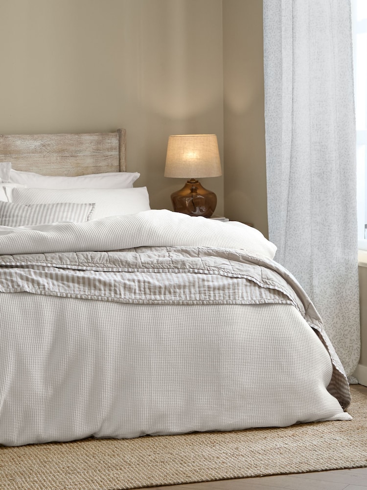 Yard Chalk Hebden Waffle Cotton Duvet Cover and Pillowcase Set - Image 3 of 3 Yard Chalk Hebden Waffle Cotton Duvet Cover and Pillowcase Set - Image 3 of 3