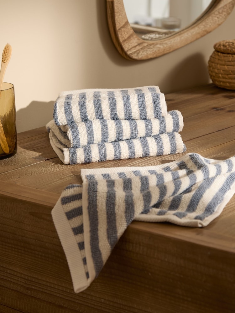 Yard Mineral Blue Hebden Striped Towel - Image 1 of 4