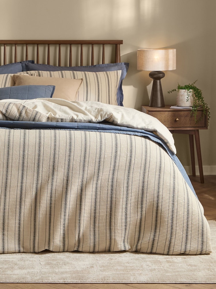 Yard CoalNatural Selby Striped Waffle Duvet Cover and Pillowcase Set - Image 3 of 3 Yard CoalNatural Selby Striped Waffle Duvet Cover and Pillowcase Set - Image 3 of 3