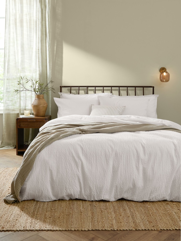 Yard Chalk Hebden Cotton Seersucker Duvet Cover and Pillowcase Set - Image 1 of 3 Yard Chalk Hebden Cotton Seersucker Duvet Cover and Pillowcase Set - Image 1 of 3