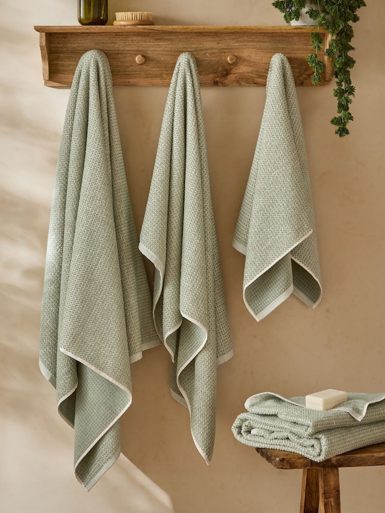 Yard Bay Green Hebden Waffle Cotton Towel - Image 3 of 3 Yard Bay Green Hebden Waffle Cotton Towel - Image 3 of 3