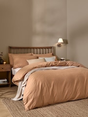 Yard Demerara Sugar Linear Striped Cotton Duvet Cover and Pillowcase Set - Image 1 of 4