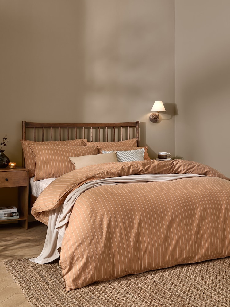 Yard Demerara Sugar Linear Striped Cotton Duvet Cover and Pillowcase Set - Image 1 of 4 Yard Demerara Sugar Linear Striped Cotton Duvet Cover and Pillowcase Set - Image 1 of 4