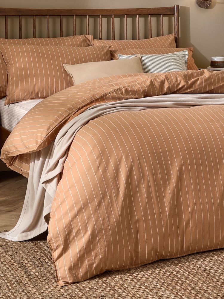 Yard Demerara Sugar Linear Striped Cotton Duvet Cover and Pillowcase Set - Image 2 of 4 Yard Demerara Sugar Linear Striped Cotton Duvet Cover and Pillowcase Set - Image 2 of 4