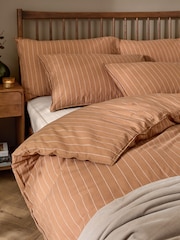 Yard Demerara Sugar Linear Striped Cotton Duvet Cover and Pillowcase Set - Image 3 of 4