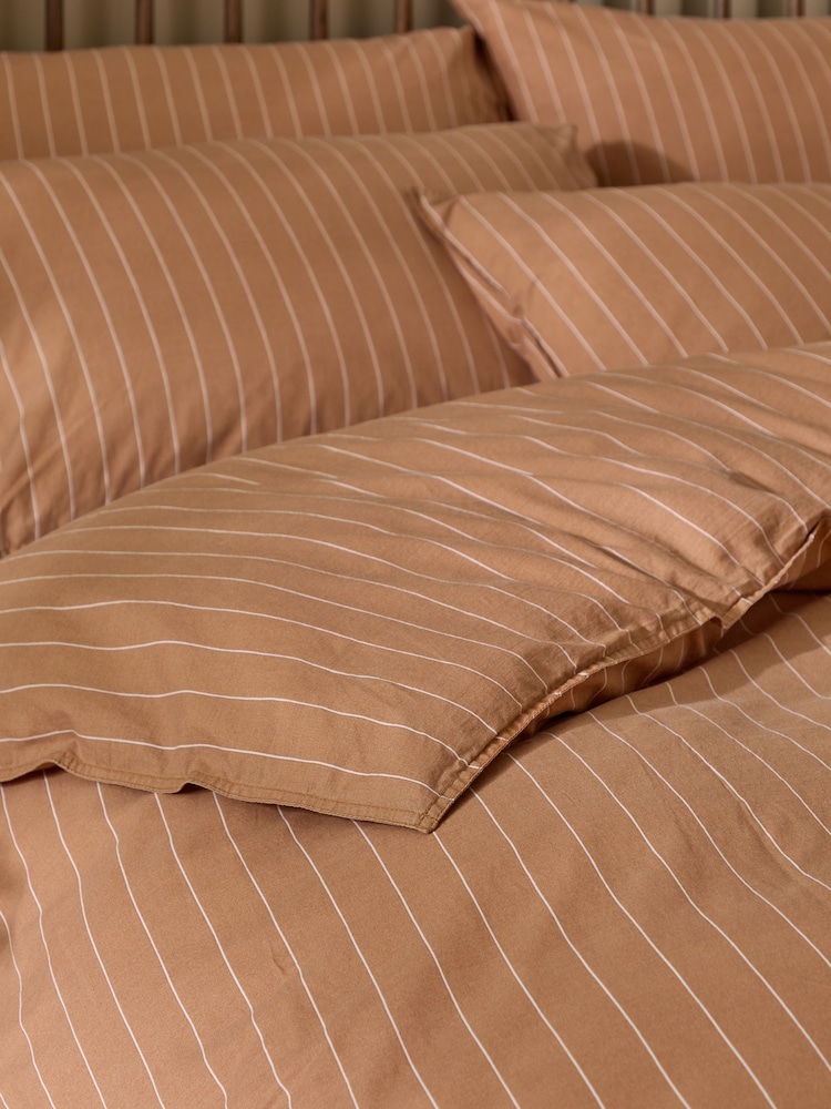 Yard Demerara Sugar Linear Striped Cotton Duvet Cover and Pillowcase Set - Image 4 of 4 Yard Demerara Sugar Linear Striped Cotton Duvet Cover and Pillowcase Set - Image 4 of 4