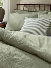 Yard Bay Green Hebden Cotton Seersucker Duvet Cover and Pillowcase Set - Image 2 of 3
