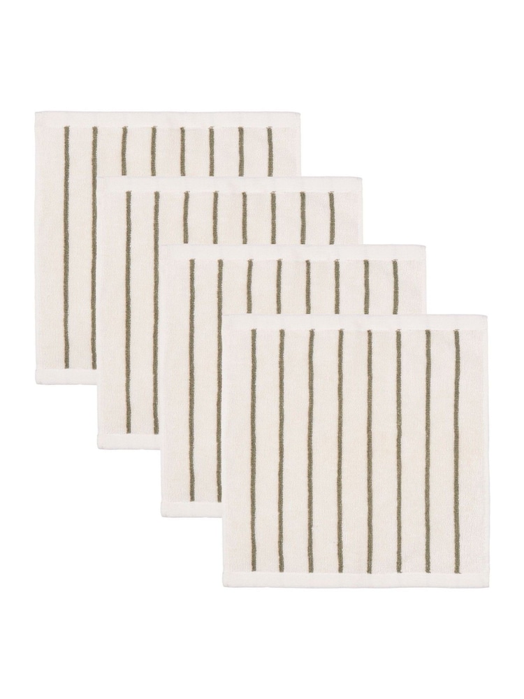 Yard Olive Hebden Narrow Stripe Cotton Towel - Image 2 of 4 Yard Olive Hebden Narrow Stripe Cotton Towel - Image 2 of 4