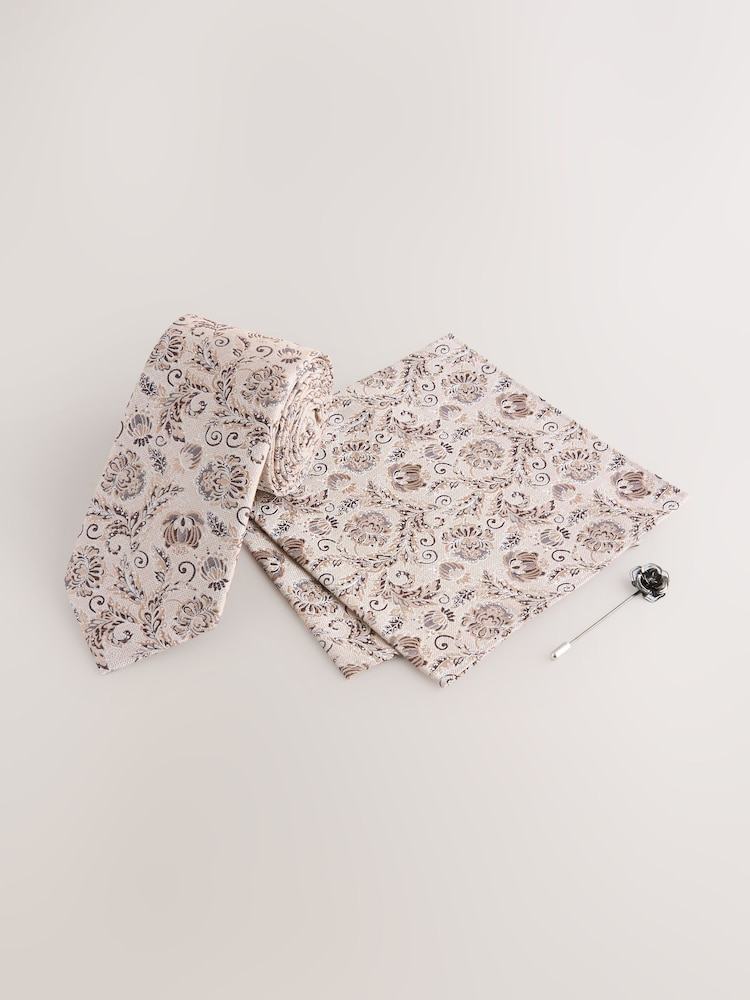 Neutral Tie and Lapel Pin Set - Image 1 of 4