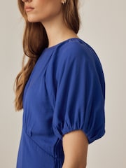 Cobalt Blue Puff Sleeve Midi Dress - Image 5 of 9
