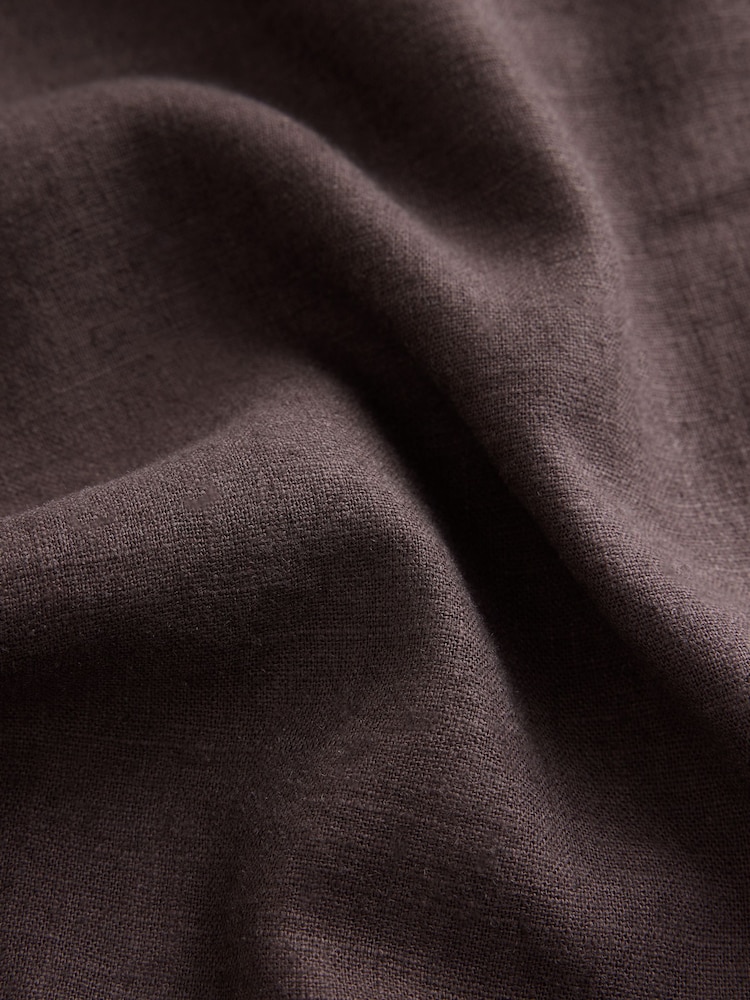 Chocolate Brown Linen Blend Short Sleeve V-Neck Kaftan Mini Dress - Image 7 of 7