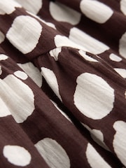 Chocolate Brown Polka Dot Kimono Sleeve Waisted Mini Dress - Image 6 of 7