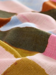 Multicolour Linen Blend Short Sleeve V-Neck Kaftan Mini Dress - Image 6 of 8
