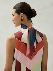 Imprimé à rayures multicolores - Sleeveless High Neck Asymmetrical Occassion Dress - Image 6 de 9