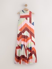 Imprimé à rayures multicolores - Sleeveless High Neck Asymmetrical Occassion Dress - Image 7 de 9