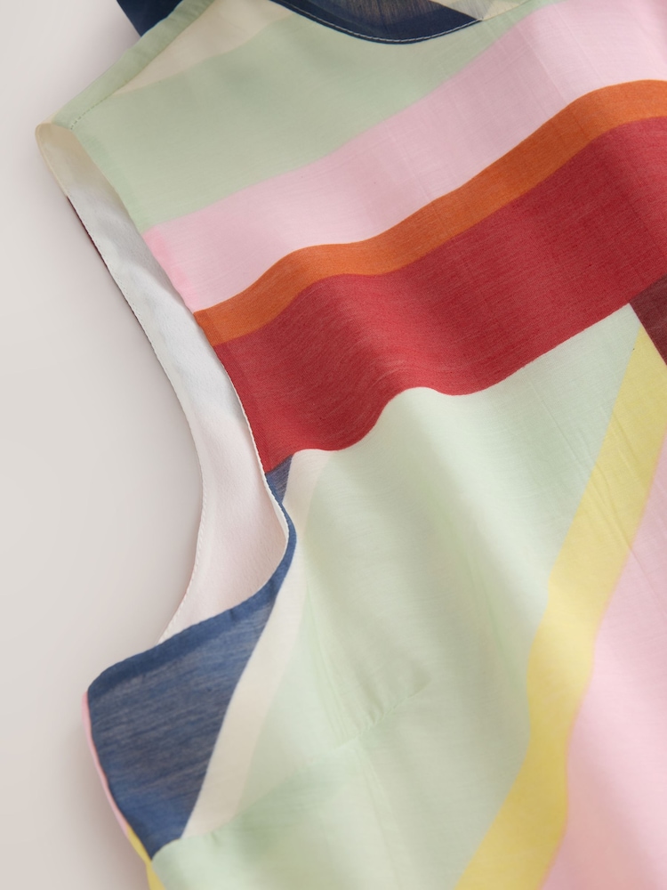 Imprimé à rayures multicolores - Sleeveless High Neck Asymmetrical Occassion Dress - Image 9 de 9 Imprimé à rayures multicolores - Sleeveless High Neck Asymmetrical Occassion Dress - Image 9 de 9