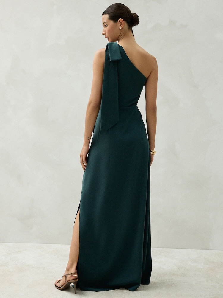 Buy Dark Forrest Green Bow One Shoulder Maxi Bridesmaid Dress from Next USA