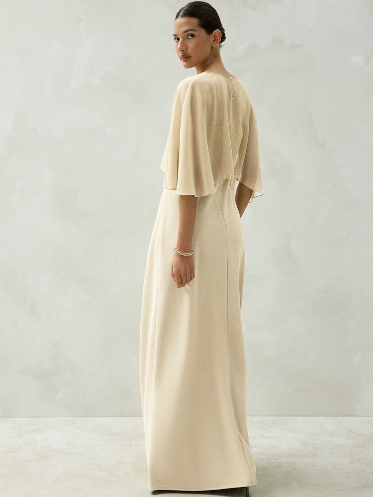 cream maxi dresses for weddings Womens Next Cape Wedding Guest Bridesmaid Dress Dress flowy Größe:Size 28W S09 Purple Bridesmaid Dresses Korean It features a stunning