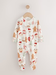 Neutral Bauble Two Way Zip Baby Christmas Sleepsuit (0mths-3yrs) - Image 1 of 8