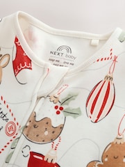 Neutral Bauble Two Way Zip Baby Christmas Sleepsuit (0mths-3yrs) - Image 4 of 8