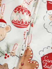 Neutral Bauble Two Way Zip Baby Christmas Sleepsuit (0mths-3yrs) - Image 8 of 8