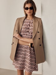 Pink Geo Print Puff Sleeve Mini Dress - Image 3 of 5