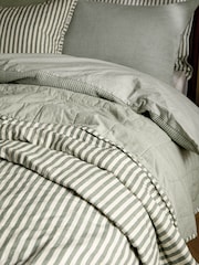 Yard ForestBay Green Hebden Stripe Stonewashed Cotton Bedspread - Image 2 of 4
