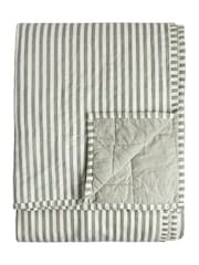 Yard ForestBay Green Hebden Stripe Stonewashed Cotton Bedspread - Image 3 of 4