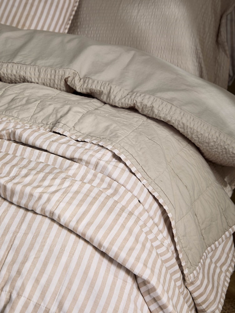 Yard NaturalStone Hebden Stripe Stonewashed Cotton Bedspread - Image 2 of 4 Yard NaturalStone Hebden Stripe Stonewashed Cotton Bedspread - Image 2 of 4