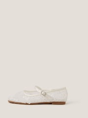 Monsoon Cream Flower Sparkle Mesh Ballet Flats - Image 3 of 3