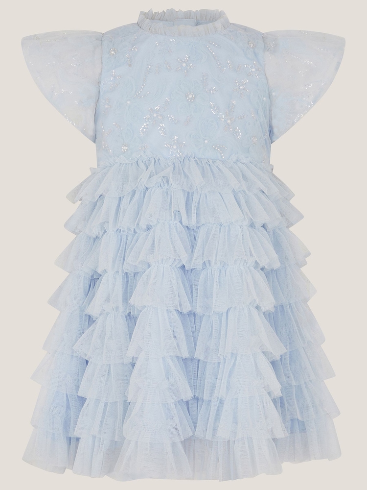 Monsoon Blue Shikha Embellished Frill Dress - Image 2 of 4 Monsoon Blue Shikha Embellished Frill Dress - Image 2 of 4