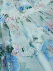 Monsoon Blue Roma Floral Print Ruffle Top & Skirt Set - Image 4 of 4