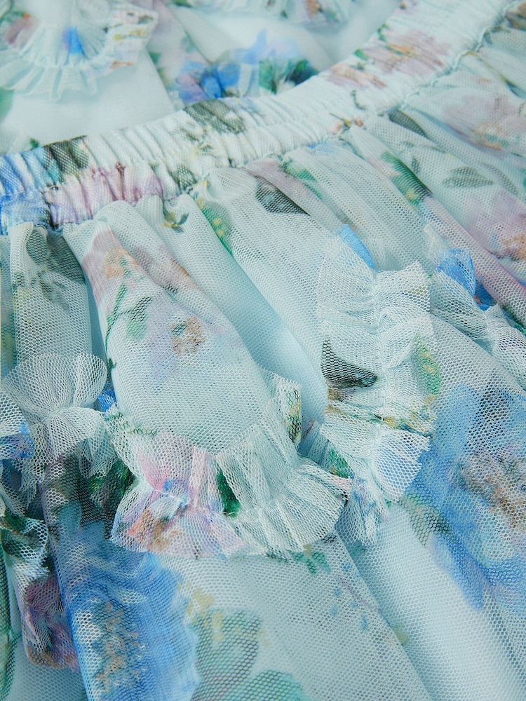 Monsoon Blue Roma Floral Print Ruffle Top & Skirt Set - Image 4 of 4 Monsoon Blue Roma Floral Print Ruffle Top & Skirt Set - Image 4 of 4