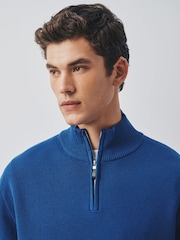 Cobalt Blue Quarter Zip Jumper - Image 4 of 5