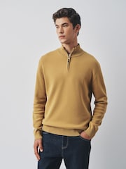 Ochre Yellow Quarter Zip Jumper - Image 1 of 5