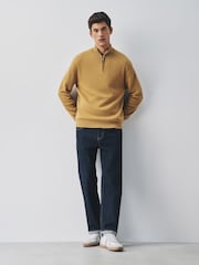 Ochre Yellow Quarter Zip Jumper - Image 2 of 5