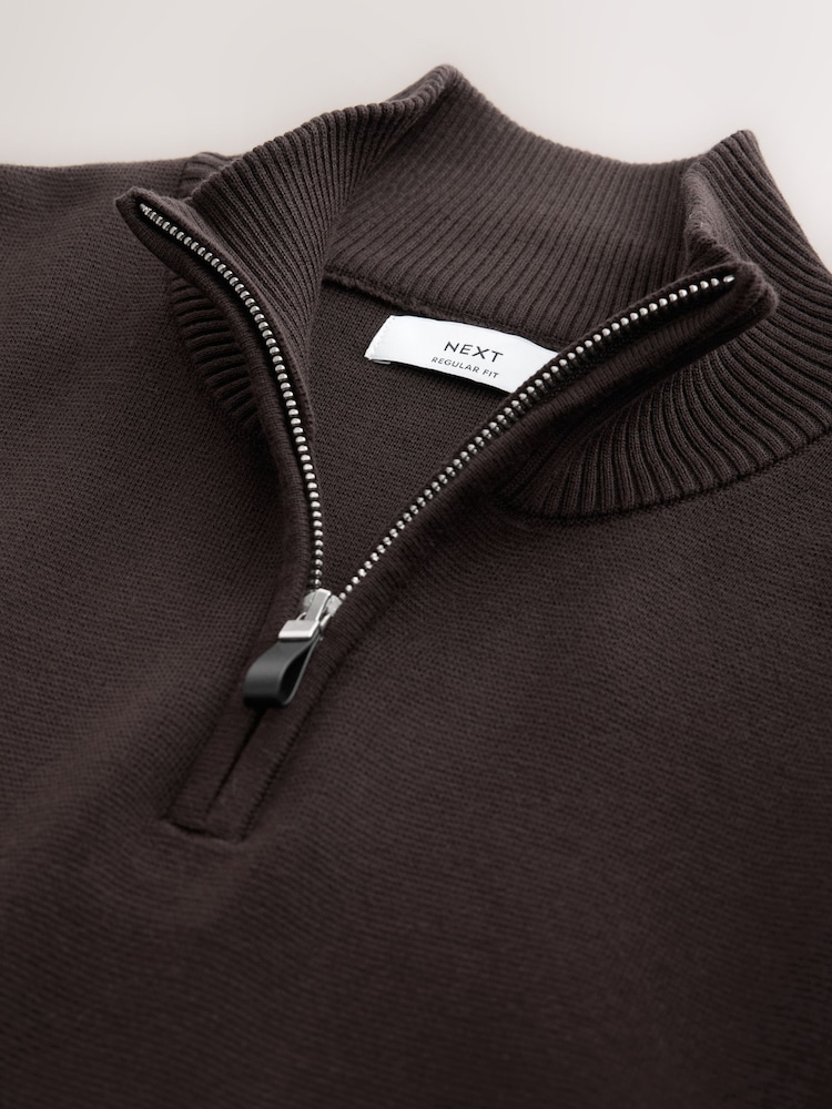 Brown Quarter Zip Jumper - Image 2 of 3
