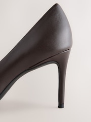 Chocolate Brown Leather Mid Court Shoes - Image 3 of 5