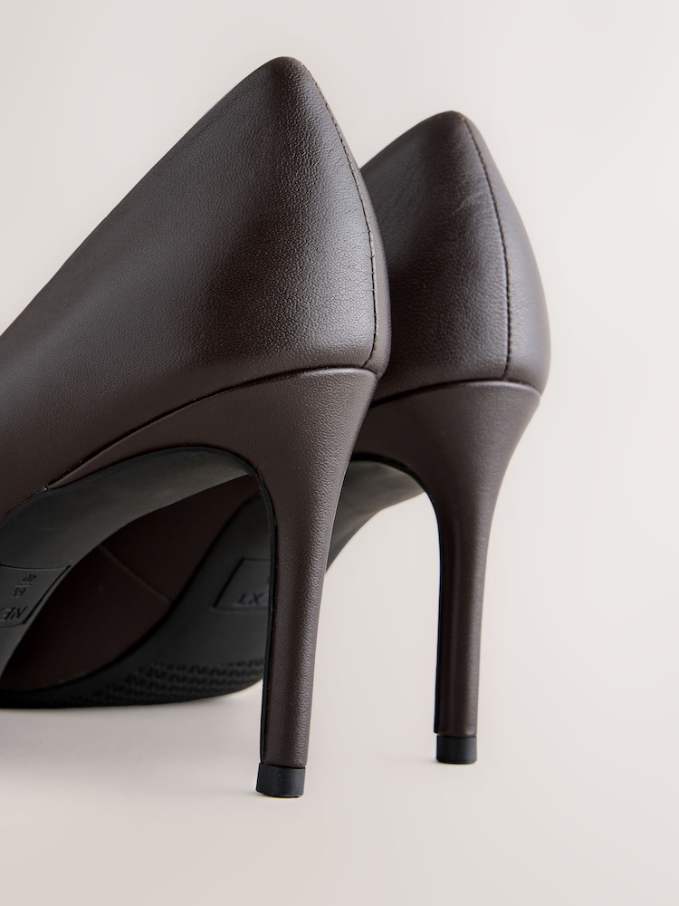 Chocolate Brown Leather Mid Court Shoes - Image 5 of 5