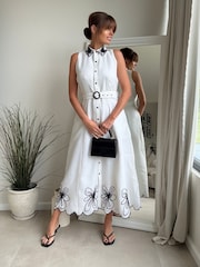 Style Cheat White Sleeveless Embroidered Shirt Dress - Image 1 of 4