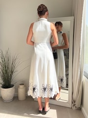 Style Cheat White Sleeveless Embroidered Shirt Dress - Image 2 of 4