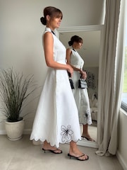 Style Cheat White Sleeveless Embroidered Shirt Dress - Image 3 of 4