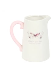 Something Different White Butterfly Print Ceramic Flower Jug - Image 2 of 4
