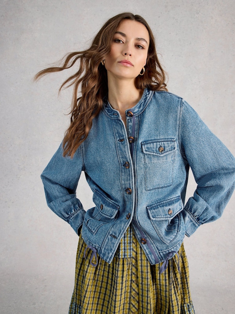 White Stuff Blue Demi Utility Denim Jacket - Image 1 of 6 White Stuff Blue Demi Utility Denim Jacket - Image 1 of 6